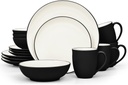 Noritake Colorwave Graphite 16-Piece Coupe Set, Service for 4 in Black/Graphite