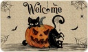 Hexagram Halloween Door Mat 17x29 Inch, Halloween Rug Welcome Mats Outdoor, Pumpkin Black Cat Doormats for Front Door Decorations