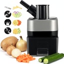 4-in-1 Electric Vegetable Chopper & Dicer, Commercial Food Processor with Dual Feed Port, Automatic Onion & Potato Slicer, 4 Blades for Fruits & Vegetables