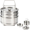 Basket Steamer Stackable Insert Pans,3 Tier Stainless Steel Steamer Cooker Pot Set Cook Food Pressure Pot Accessories Pot in Pot for Baking,Reheat Multiple Dishes