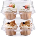2 Cavity Cupcake Boxes-Stackable Regular Cupcake Carrier Holder, Thicker Clear Cupcake Boxes, Non-slip High Topping Cupcake Containers for Cupcakes, Muffins (50)