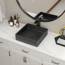 15 Inch Black Bathroom Vessel Sink, 15"x15" Black Vessel Sink Stainless Steel Above Counter Bathroom Sink 16 Gauge Nano Titanium Plating Square Vessel Sinks, LOF-BS1515B