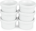 Mini Ramekins 1 oz. 30 ml|Microwave & Oven Safe, Porcelain Souffle Dish, Dipping Sauce, & Small Dessert Cups| 6 Count