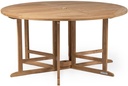 Ash & Ember Luna Grade A Teak 59" Round Dining Table, Drop Leaf Design, Indoor Outdoor Patio or Porch Dining, Weather Resistant Solid Wood with Umbrella Hole