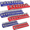 WORKPRO Magnetic Socket Organizer Set, 6-Piece Socket Holder Set Includes 1/4", 3/8", 1/2" Drive Metric SAE Socket Trays, Holds 143 Pieces Sockets, Christmas Gift for Men(Socket not Included)