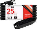 UltraPro 25 Ft Outdoor Extension Cord 3 Outlet Extension Cords Outlet Power Strip Long Extension Cord with Multiple Outlets Grounded Heavy Duty Extension Cord 16 Gauge UL Listed Black 36825-T1