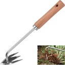 BINGONE Stainless Steel Multifunctional Weeder, Weeder Puller Stand Up, Hand Weeder Tool for Gardening with Handle, V-Shaped Light Duty Hand Weeder for Garden Yard Farm Weed Removal (Wood)