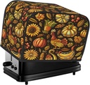 Toaster Cover 2 Slice Vintage Thanksgiving Turkey Pumpkin Sunflowers Toaster Cover Waterproof Kitchen Small Appliance Covers Microwave Oven Dust-Proof Bread Cover, Women Gift
