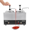 Double Head Nacho Cheese Warmer Dispenser with Pump, 4QT Stainless Steel Hot Fudge Warmer 0-110℃ Temp Adjustable, Commercial Sauce Dispenser Machine for Home Kitchen Restaurants, 700W