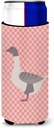 Caroline's Treasures Buff Grey Back Goose Pink Check Decorative Hugger, Slim Can, Multicolor