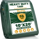 Kesfitt Tarp Heavy Duty Waterproof 10x20FT,16 Mil Thick Tarps Tear&Fade Resistant,UV Resistant,Poly Tarp Cover with Grommets and Reinforced Edges for Outdoor Camping Pools Boat Car(Green/Blue)