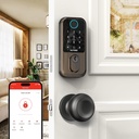 Smart Front Door Lock Set: NUTOMO Keyless Entry Fingerprint Deadbolt with 2 Door Knobs Digital Keypad Door Locks with Handle Set Alexa APP Remote Control Auto Lock Bronze
