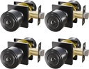 4 Pack Matte Black Privacy Door Knobs Interior, Sleek Reversible Black Interior Door Knobs, Heavy Duty Indoor Door Knobs for Bedroom/Bathroom