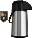 Coffee Carafe for Keeping Hot 64oz / 1.9L – Insulated Stainless Steel Coffee Dispenser with Pump, Large Thermal Beverage Carafe for Coffee, Tea, Water, Parties