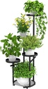 TOSKING 5 Tier Tall Plant Stand Indoor Outdoor, Heavy Duty Corner Plant Stand with Space-Saving Plant Shelf for Multiple Plants| Round Plant Table Design for Living Room Balcony Garden (Black, 38in)