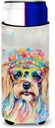 Caroline's Treasures Yorkshire Terrier Hippie Dawg Hugger for Ultra Slim Cans Can Cooler Sleeve Hugger Machine Washable Drink Sleeve Hugger Collapsible Insulator Beverage Insulated Holder
