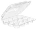 Inline 12-Cup Compartment Clear Plastic Small Mini-Muffin Cupcake Container (pack of 20)