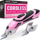 Pink Power Cordless Electric Scissors Fabric Cutter for Crafts, Box, Sewing, Carpet, & Scrapbooking - Heavy Duty Professional Rotary Shears Cutting Tool - Automatic Cardboard Cutter Fabric Scissor