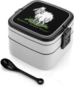 Sheep Portable Bento Box with Handle 2 Compartment Leak-Proof Stackable Lunch Box for Work Picnic Camping