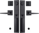 TMC Iron Black Front Double Door Handleset(Keyed&Dummy Set, Matte Black)
