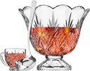 Godinger Dublin Crystal Punch Bowl Set with 8 Cups and Ladle - 10 Piece Set
