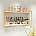 Wine Rack Iron + Solid Wood | Retro Country Style Wall-Mounted Storage for Kitchen, Restaurant, Bar | Modern Storage Room Organizer for Wine Cellar