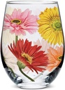 Abbott Collection Gerbera Daisy Stemless Wine Glass - 5" H (14oz)