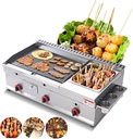 Kolice Commercial Propane Gas Griddle with 9 Compartments Oden Cooker, Countertop Oden Pot, 3 Independent Burners Flat Top Grill Hot Plate Street Food Equipment