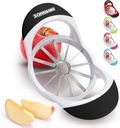 SCHVUBENR 4.72 Inch Large Apple Slicer with 12 Blades - Professional Apple Cutter - Stainless Steel Apple Corer - Sharp Apple Slicer and Corer - Apple Corer Tool - Dishwasher Safe(Black)
