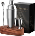 Cocktail Shaker Set,24 oz Martini Shaker,Bartender Kit with Stand,Stainless Steel Martini Mixer Built-in Strainer,Bar Tool Set,Drink Shaker,Fun Gifts.